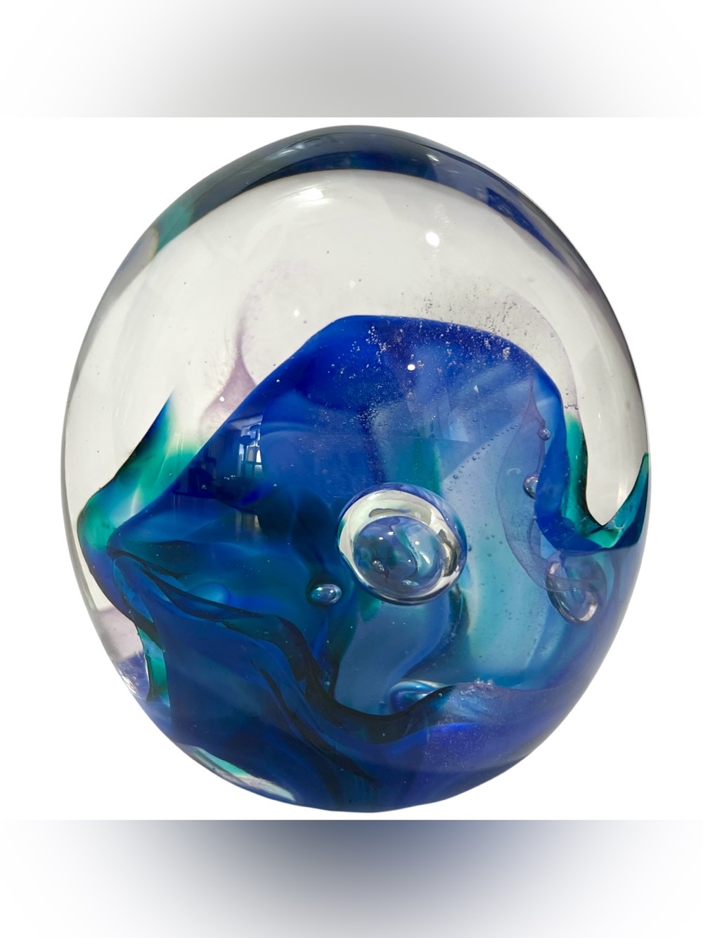 Vintage 1990s Wildcraft Signed Nebular Glass Paperweight 1993 Made in Canada